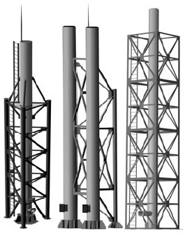 Steel smoke pipes in a frame